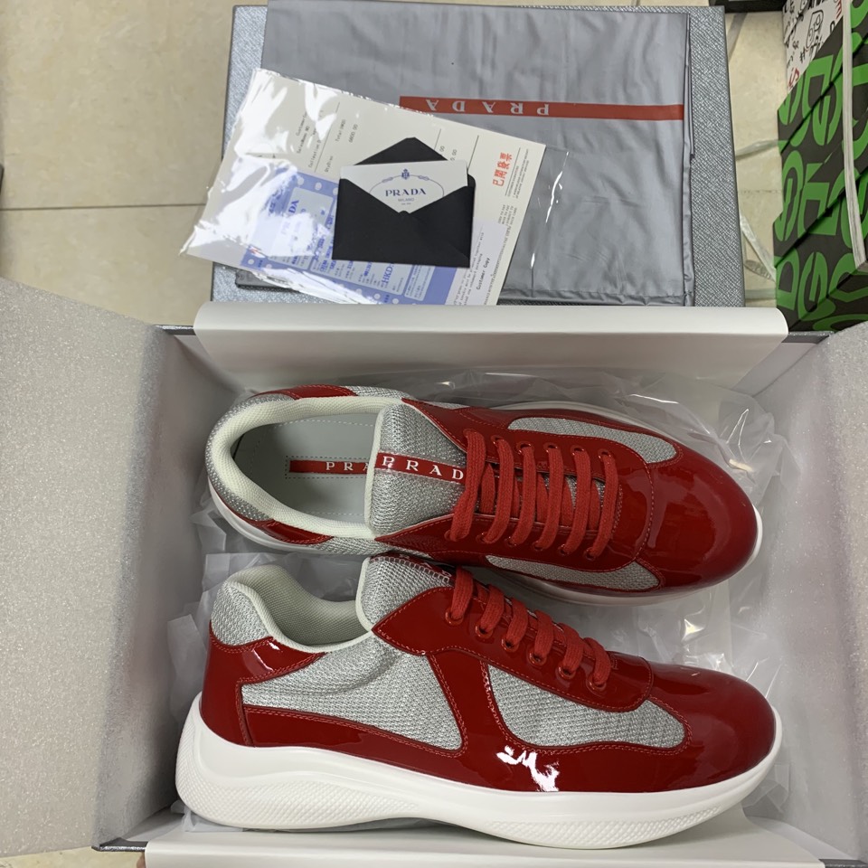 Prada America's Cup sneakers Low Top Red Silver Size: 35-47
