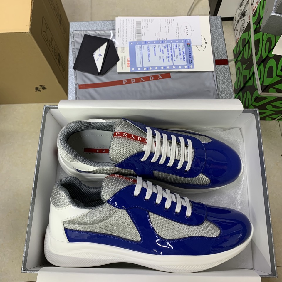 Prada America's Cup sneakers Low Top Royal Blue Silver Size: 35-47