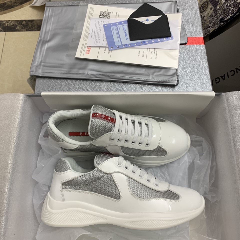 Prada America's Cup sneakers Low Top White Silver Size: 35-47